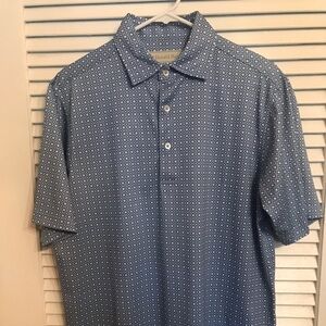 Mens Donald Ross Navy/Light Blue & White Golf Polo Shirt Logo M